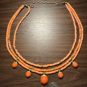 Orange Beaded Necklace with Gold Accents